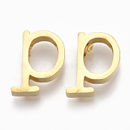 304 Stainless Steel Pendants, Golden, Letter, Letter.P, 12x9x3mm, Hole: 1.8mm(STAS-T041-10G-P)
