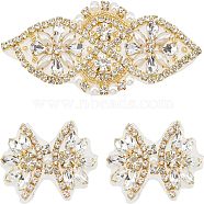 3Pcs 2 Style Hotfix Rhinestone, Iron on Patches, Dress Shoes Garment Decoration, with Plastic Pearl Beads, Flower, Crystal, 3pcs/box(DIY-FG0002-56)