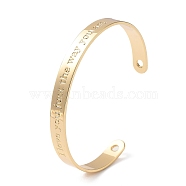 Rack Plating Brass Open Cuff Bangles for Women, Word Love Bangle, Golden, Inner Diameter: 2-3/8 inch(5.9cm)(BJEW-M303-01G)