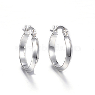 304 Stainless Steel Hoop Earrings, Ring, Silver Color Plated, 20x18.5x3mm, pin: 1x0.8mm(X-STAS-F034-09)