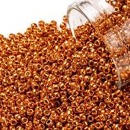 TOHO Round Seed Beads, Japanese Seed Beads, (PF562) PermaFinish Burnt Orange Metallic, 11/0, 2.2mm, Hole: 0.8mm, about 1110pcs/bottle, 10g/bottle(SEED-JPTR11-PF0562)