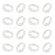 150Pcs Adjustable Alloy Finger Rings Components, Pad Ring Base Settings, Flat Round, Platinum, Inner Diameter: 15.1mm, Tray: 7mm(FIND-UN0001-87)