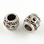 Tibetan Style Alloy European Bead Rhinestone Settings, Lead Free, Rondelle, Antique Silver, 9.5x9.5mm, Hole: 5mm, Fit for 2.5mm rhinestone, about 398pcs/1000g(TIBE-R295-066AS-LF)