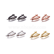 Brass Hoop Earring Findings, with Micro Pave Cubic Zirconia and Loop, Clear, Mixed Color, 20.5x11x4.5mm, Hole: 1.2mm, Pin: 1mm(ZIRC-F103-07)