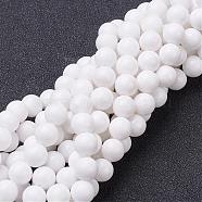 Natural Mashan Jade Round Beads Strands, Dyed & Heated, White, 8mm, Hole: 1mm, about 51pcs/strand, 15.7 inch(G-D263-8mm-XS01)