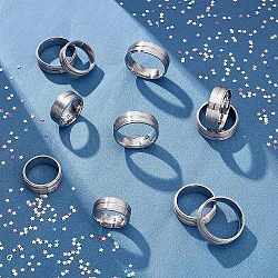 DICOSMETIC 16Pcs 8 Size 316 Stainless Steel Grooved Finger Ring for Men Women, Stainless Steel Color, Inner Diameter: US Size 5 1/2~14(16.1~23mm), 2Pcs/size(RJEW-DC0001-09A)