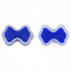 Acrylic Cabochons, with ABS Plastic Imitation Pearl Beads, Bowknot, Medium Blue, 18x24.5x4.5mm(KY-N015-136D)