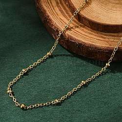 304 Stainless Steel Satellite Chain Necklaces, with Lobster Claw Clasps, Golden, 17.91 inch(45.5cm)(X-NJEW-L173-012-G)