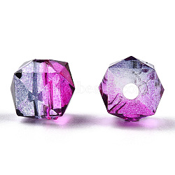 Two Tone Transparent Spray Painted Acrylic Beads, Polygon, Medium Orchid, 7.5x8x8mm, Hole: 1.8mm, about 1690pcs/500g(ACRP-TD002-03)