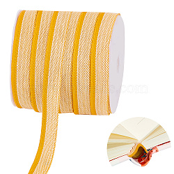 PandaHall Elite 25 Yards Polyester Book Headbands, for Book Binding Decoration, with 1Pc Plastic Empty Spools, Gold, 1/2 inch(14mm)(OCOR-PH0001-83A)