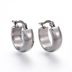 304 Stainless Steel Hoop Earrings, Hypoallergenic Earrings, Ring, Stainless Steel Color, 16.5x15x6mm, Pin: 1mm(X-EJEW-F188-23P)