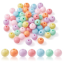 Opaque Acrylic Beads, Round, Mixed Color, 10x9mm, Hole: 2mm, 140pcs/bag(MACR-YW0002-76)