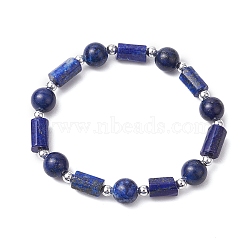 Natural Lapis Lazuli Round Beaded Stretch Bracelets for Women, with CCB Plastic Beads, Inner Diameter: 2 inch(5.1cm)(BJEW-JB11137-02)