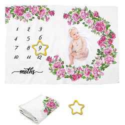 Polyester Baby Monthly Milestone Blanket for Boy and Girl, for Baby Photo Blanket Photography Background Prop Decor, Rose Pattern, 1016x1500mm(AJEW-WH0406-002)