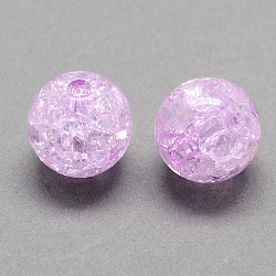 Transparent Crackle Acrylic Beads, Round, Lilac, 20mm, Hole: 2.5mm, about 100pcs/500g(CACR-R008-20mm-02)