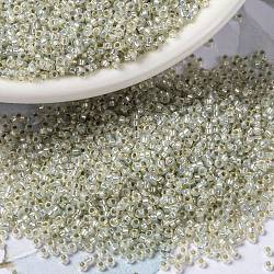 MIYUKI Round Rocailles Beads, Japanese Seed Beads, (RR2353) Silverlined Pale Lime Opal, 15/0, 1.5mm, Hole: 0.7mm, about 27777pcs/50g(SEED-X0056-RR2353)