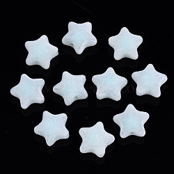 Flocky Acrylic Beads, Bead in Bead, Star, Pale Turquoise, 15x16x9mm, Hole: 2mm(X-MACR-S275-25B-02)