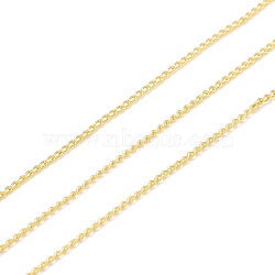 Brass Curb Chains, Long-Lasting Plated, with Spool, Cadmium Free & Lead Free, Soldered, Real 18K Gold Plated, 1.3x0.9x0.2mm, about 32.8 Feet(10m)/roll(CHC-D030-02G-RS)