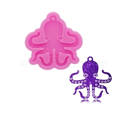 Octopus Pendant Silicone Molds, Resin Casting Molds, for UV Resin & Epoxy Resin Jewelry Making, Hot Pink, 69x68x8mm, Hole: 4mm(X-DIY-F104-01)