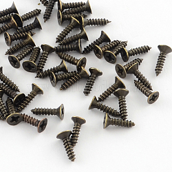 Iron Screws Findings, Antique Bronze, 8x4mm, Pin: 2mm, about 119pcs/20g(X-IFIN-R203-33AB)