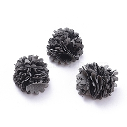 Handmade Polyester Woven Costume Accessories, Flower, Gray, 35x17.5mm(WOVE-F023-A11)