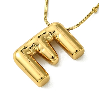 Ion Plating(IP) Initial Letter 304 Stainless Steel Pendant Necklaces, Real 18K Gold Plated, Letter E, 15.91 inch(40.4cm), pendant: 21x15mm