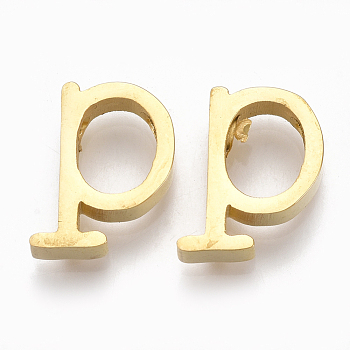 304 Stainless Steel Pendants, Golden, Letter, Letter.P, 12x9x3mm, Hole: 1.8mm