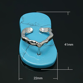 Synthetic Turquoise Pendants, with Brass Findings,  Slippers, Platinum Metal Color,  41x22x11mm, Hole: 13x5mm