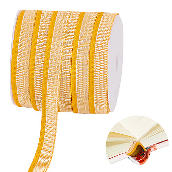 Elite 25 Yards Polyester Book Headbands, for Book Binding Decoration, with 1Pc Plastic Empty Spools, Gold, 1/2 inch(14mm)