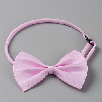 Polyester Dog Bow Ties with Adjustable Collar, Pet Neck Bows, Puppy Neckties, Pink, 390~460mm