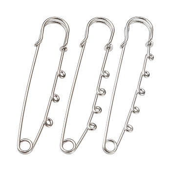 45Pcs 3 Style Stainless Steel Safety Pins, with 3 & 4 & 5 Loop, Stainless Steel Color, 45pcs/set