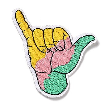 Gesture Appliques, Computerized Embroidery Cloth Iron on/Sew on Patches, Costume Accessories, Colorful, 71x62x1mm