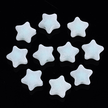 Flocky Acrylic Beads, Bead in Bead, Star, Pale Turquoise, 15x16x9mm, Hole: 2mm