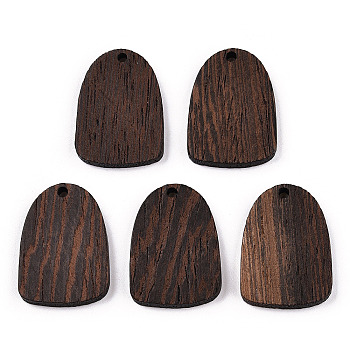 Natural Wenge Wood Pendants, Undyed, Arch Charms, Coconut Brown, 28.5x20.5x3.5mm, Hole: 2mm
