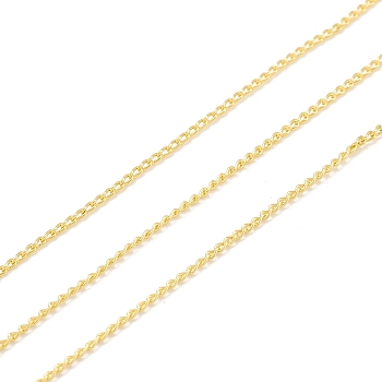 Brass Curb Chains, Long-Lasting Plated, with Spool, Cadmium Free & Lead Free, Soldered, Real 18K Gold Plated, 1.3x0.9x0.2mm, about 32.8 Feet(10m)/roll