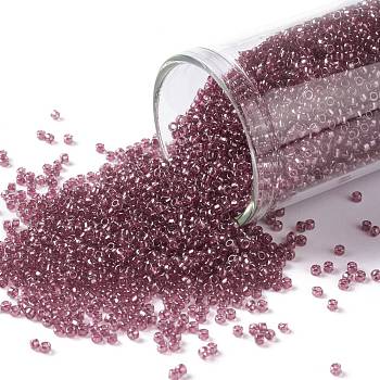 TOHO Round Seed Beads, Japanese Seed Beads, (356) Inside Color Light Amethyst/Fuscia Lined, 15/0, 1.5mm, Hole: 0.7mm, about 3000pcs/10g
