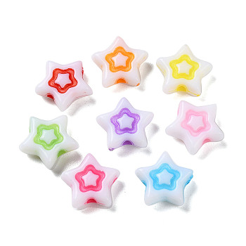 Opaque Acrylic Beads, Craft Style, Star, Mixed Color, 11.5x11.5x4mm, Hole: 1.8mm, about 2000pcs/500g