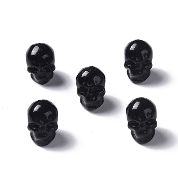 Natural Obsidian Beads, Skull, 13x10x11.5mm, Hole: 1mm