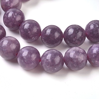 Natural Lepidolite/Purple Mica Stone Beads Strands, Round, 10mm, Hole: 1mm, about 39pcs/Strand, 15.55 inch(39.5cm)