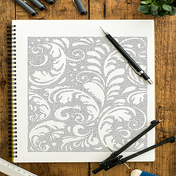 Self-Adhesive Silk Screen Printing Stencil, for Painting on Wood, DIY Decoration T-Shirt Fabric, Turquoise, Floral, 280x220mm