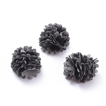 Handmade Polyester Woven Costume Accessories, Flower, Gray, 35x17.5mm