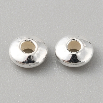 925 Sterling Silver Spacer Beads, Rondelle, Silver, 5x2mm, Hole: 1.6mm