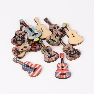 36mm Mixed Color Musical Instruments Wood 2-Hole Button