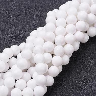8mm White Round Mashan Jade Beads