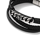 Men's Braided Black PU Leather Cord Multi-Strand Bracelets(BJEW-K243-04AS)-2