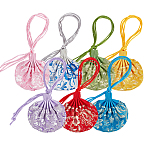 7Pcs 7 Colors 3D Floral Embroidery Satin Drawstring Bags, Sachet Pouches, Mixed Color, 17~18cm, Bag: 8.6x8.7x2cm, 1pc/color(ABAG-PH0001-88)