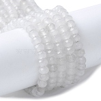 Natural Malaysia Jade Rondelle Beads Strands, Faceted, White, 4x2~3mm, Hole: 1mm, about 110~115pcs/strand, 14 inch(G-E316-2x4mm-63)