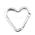 Zinc Alloy Screw Locking Carabiner, Heart, Silver, 43.2x42mm(X-FIND-H002-90A)