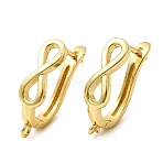 Infinity Brass Hoop Earring Findings, with Horizontal Loop, Latch Back, Golden, 23x13.5x6mm, Hole: 1.2mm, Pin: 1mm(KK-A289-10G)