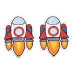 Polyester & Rayon Computerized Embroidery Cloth Iron on Sew on Patches, Appliques, Rocket, Colorful, 52.5x37.5x2mm(PATC-L001-23)